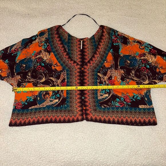 Free People Catch Me If You Can Boho Oversized Top Tie Sleeve Small EUC - Picture 7 of 11